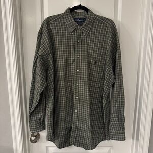 Ralph Lauren 100% Cotton Green Plaid Men's Shirt Professional‎ Preppy Office